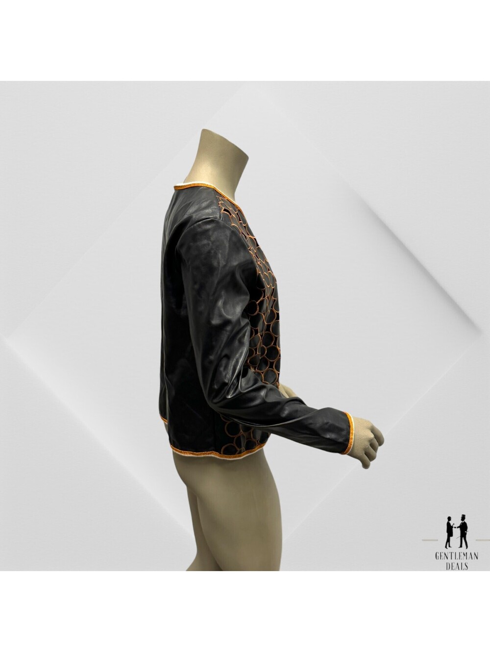 Raffaela D'angelo Womens Black Leather like Over zip up Made in Italy Embroider - Picture 7 of 16